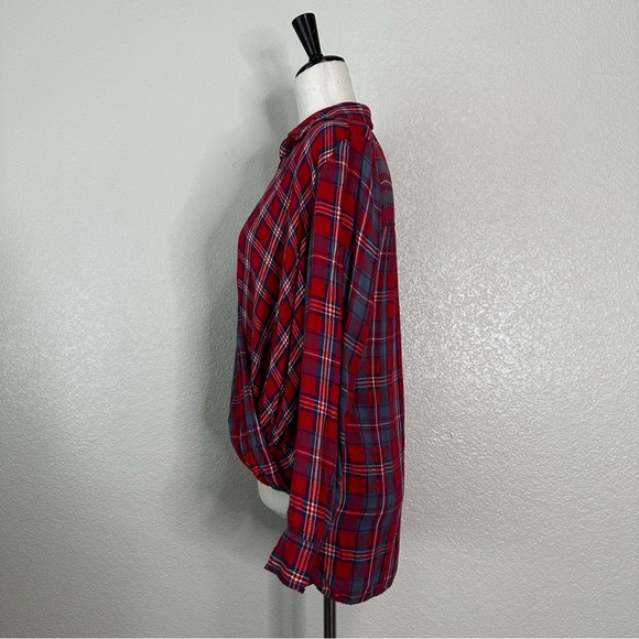 Abercrombie & Fitch Red Plaid Flannel Long Sleeves Wrap Shirt, Sz Small - Picture 5 of 12